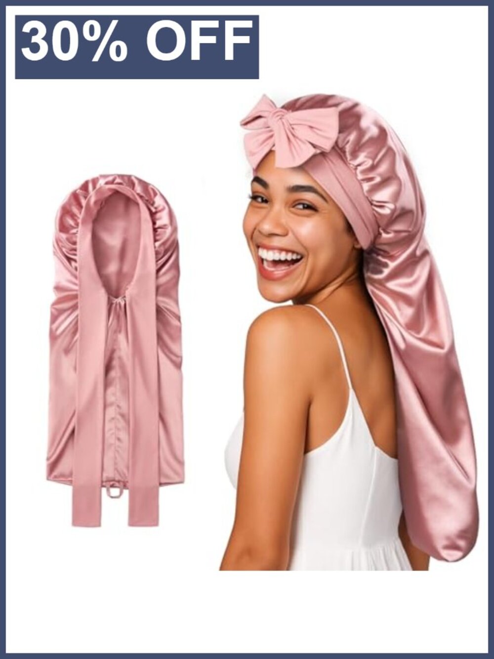 22 Momme Mulberry Silk Lined Sleep Bonnet Extra Long for Braids